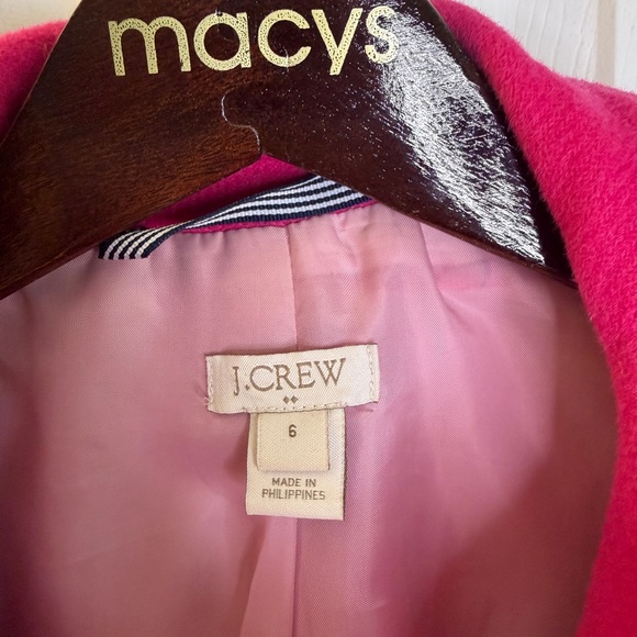 J. Crew Vibrant Pink Pea Coat, size 6 - Picture 6 of 6